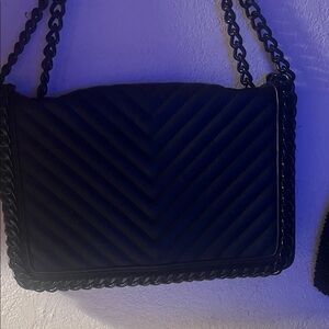 Aldo Black Chevron Chain Shoulder Bag